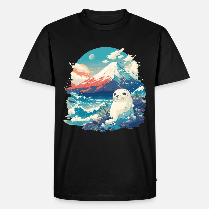 Robben Robbe - Männer Premium Bio T-Shirt - Schwarz