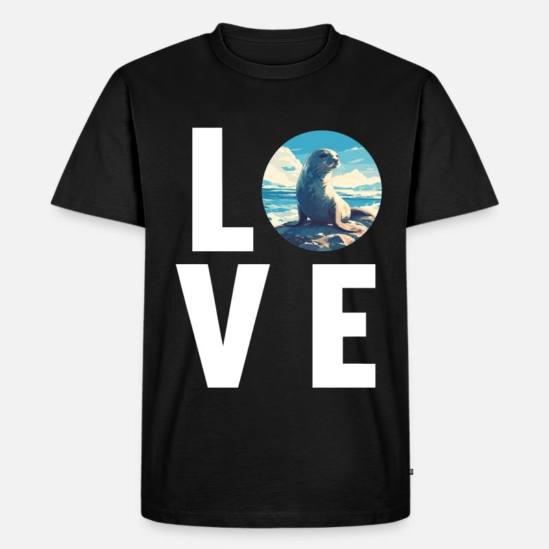 Robben Robbe - Männer Premium Bio T-Shirt - Schwarz