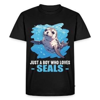 Joints, Phoque - T-shirt Premium bio Homme - noir - Devant - Nico (187cm)