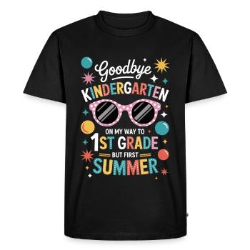 Bye bye le dicton d’été de la maternelle - T-shirt Premium bio Homme - noir - Devant - Nico (187cm)