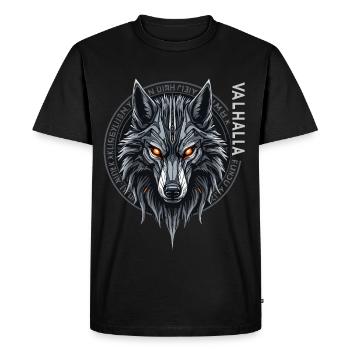 Conception de la rune du loup nordique Valhalla - T-shirt Premium bio Homme - noir - Devant - Nico (187cm)