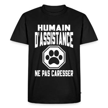 Humain d’assistance Ne pas caresser - T-shirt Premium bio Homme - noir - Devant - Nico (187cm)