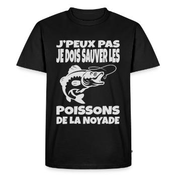 J’peux pas je dois sauver les poissons - T-shirt Premium bio Homme - noir - Devant - Nico (187cm)
