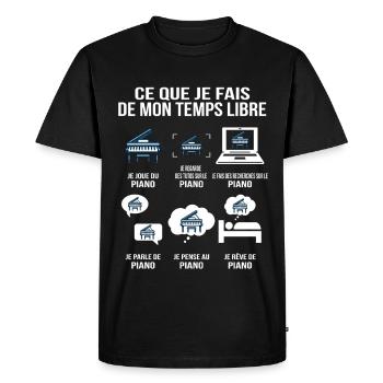 Ce que je fais de mon temps libre – T-shirt piano - T-shirt Premium bio Homme - noir - Devant - Nico (187cm)