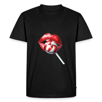 Embrasser la bouche sucette bonbon - T-shirt Premium bio Homme - noir - Devant - Nico (187cm)