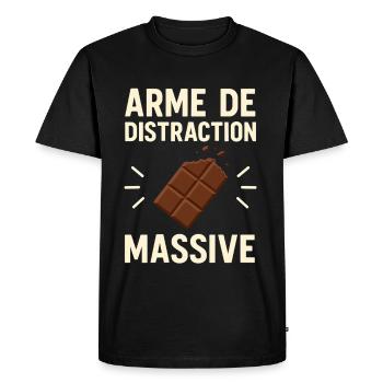 Arme de Distraction Massive Chocolat Humour - T-shirt Premium bio Homme - noir - Devant - Nico (187cm)