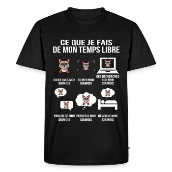 Ce que je fais de mon temps libre siamois - T-shirt Premium bio Homme - noir - Devant - Nico (187cm)