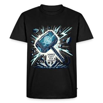 Wikinger Design mit mystischen Runen Thor Hammer - Männer Premium Bio T-Shirt - Schwarz - Vorne - Nico (187cm)