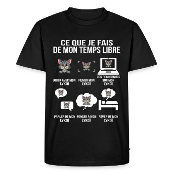 Ce que je fais de mon temps libre Lykoi - T-shirt Premium bio Homme - noir - Devant - Nico (187cm)