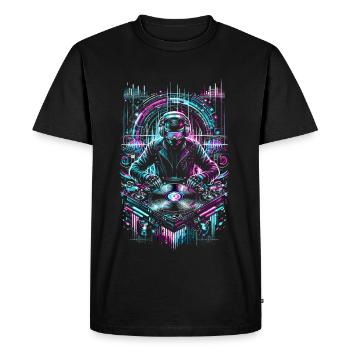 DJ futuriste Neon Techno EDM Party Festival - T-shirt Premium bio Homme - noir - Devant - Nico (187cm)