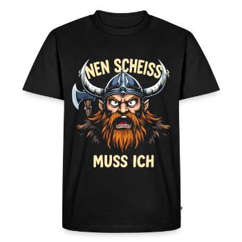 T-shirt avec inscription viking – Je n'ai rien à foutre en l'air - T-shirt Premium bio Homme - noir - Devant - Nico (187cm)
