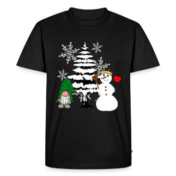 Xmas Christmas Forest Nikolaus Schneemann Santa - Men's Premium Organic T-Shirt - black - Front - Nico (187cm)