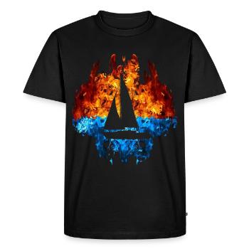Sailing Red Blue Fire Sailboat Sailor Sailing - Men's Premium Organic T-Shirt - black - Front - Nico (187cm)