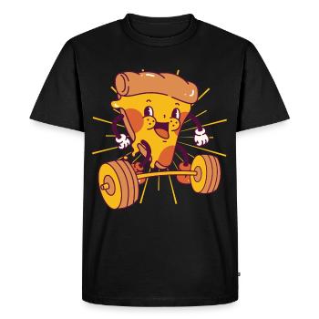 Pizza Musculation Squat Fitness Pizza kawaii - T-shirt Premium bio Homme - noir - Devant - Nico (187cm)