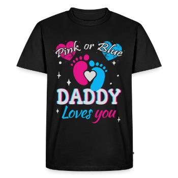 Rose ou bleu, papa t’aime - T-shirt Premium bio Homme - noir - Devant - Nico (187cm)
