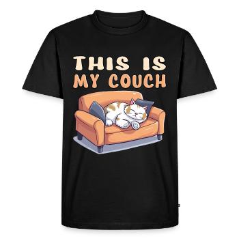Cat Couch Sofa Funny Humor Typical Cartoon - Men's Premium Organic T-Shirt - black - Front - Nico (187cm)