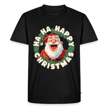 Drôle Le Père Noël rit à Noël Drôle - T-shirt Premium bio Homme - noir - Devant - Nico (187cm)