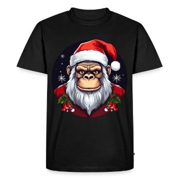 Monkey Christmas - Men's Premium Organic T-Shirt - black - Front - Nico (187cm)