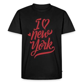 J’aime New York, la Grosse Pomme, les États-Unis, l’Amérique - T-shirt Premium bio Homme - noir - Devant - Nico (187cm)