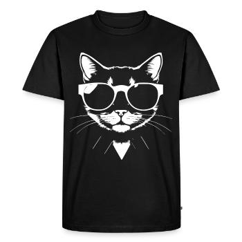 Funny Cat with Sunglasses Kitten Sunglas Cats - Men's Premium Organic T-Shirt - black - Front - Nico (187cm)