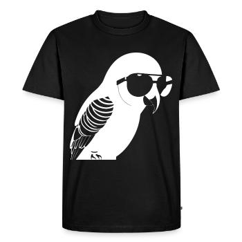 Drôle d’oiseau portant des lunettes de soleil Cool Bourke’s Parak - T-shirt Premium bio Homme - noir - Devant - Nico (187cm)