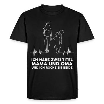 J’ai deux titres, maman, grand-mère, je berce les deux - T-shirt Premium bio Homme - noir - Devant - Nico (187cm)