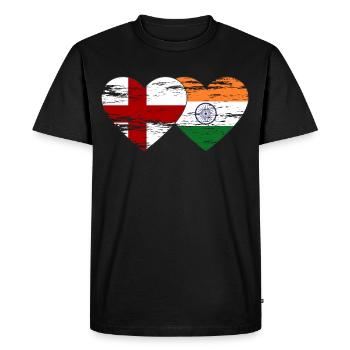 Drapeau de l’Angleterre et de l’Inde utilisé - T-shirt Premium bio Homme - noir - Devant - Nico (187cm)