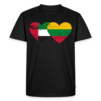 Émirats arabes unis Lituanie Drapeau Coeur - T-shirt Premium bio Homme - noir - Devant - Nico (187cm)