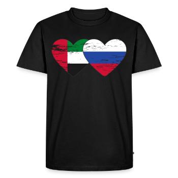 United Arab Emirates Russia Heart - Men's Premium Organic T-Shirt - black - Front - Nico (187cm)