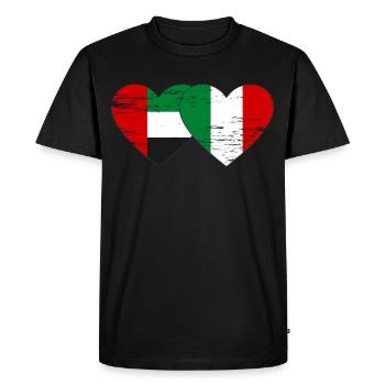 Émirats arabes unis Italie Drapeau Coeur - T-shirt Premium bio Homme - noir - Devant - Nico (187cm)