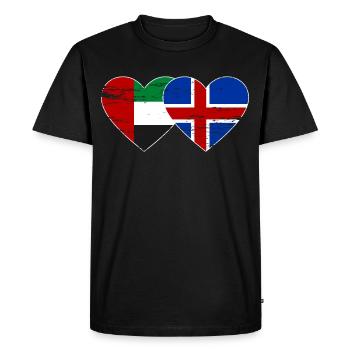 Émirats arabes unis Islande Drapeau Coeur - T-shirt Premium bio Homme - noir - Devant - Nico (187cm)
