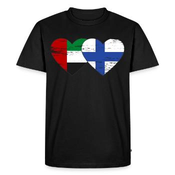 Émirats arabes unis Finlande Drapeau Coeur - T-shirt Premium bio Homme - noir - Devant - Nico (187cm)