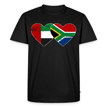 Émirats arabes unis Afrique du Sud Drapeau Coeur - T-shirt Premium bio Homme - noir - Devant - Nico (187cm)