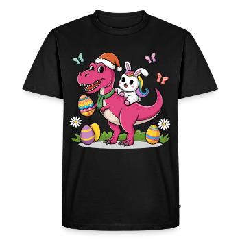 Pâques Dinosaure Oreilles de lapin Pâques - T-shirt Premium bio Homme - noir - Devant - Nico (187cm)