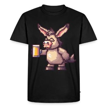Donkey Pixel Beer - Men's Premium Organic T-Shirt - black - Front - Nico (187cm)
