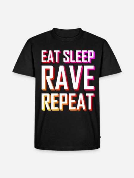 EAT SLEEP RAVE REPEAT Festival 3D font - Men's Premium Organic T-Shirt - black