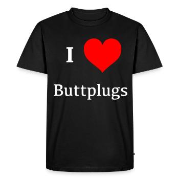 j'adore les plug anal coeur rouge love buttplug - T-shirt Premium bio Homme - noir - Devant - Nico (187cm)