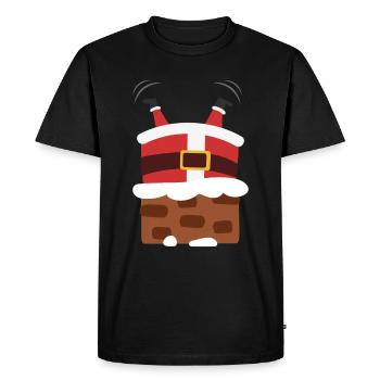 Père Noël de Noël cheminée aide - T-shirt Premium bio Homme - noir - Devant - Nico (187cm)