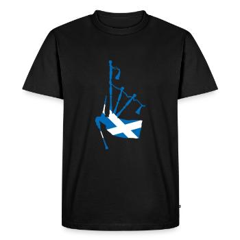 Cornemuse et drapeau écossais - T-shirt Premium bio Homme - noir - Devant - Nico (187cm)