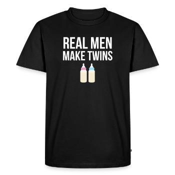 Real Men Make Twins Pregnancy Father Twins - Men's Premium Organic T-Shirt - black - Front - Nico (187cm)