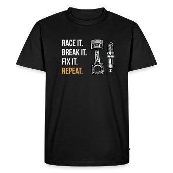 Race It. Break It. Fix It. Repeat. Motor racing - Men's Premium Organic T-Shirt - black - Front - Nico (187cm)