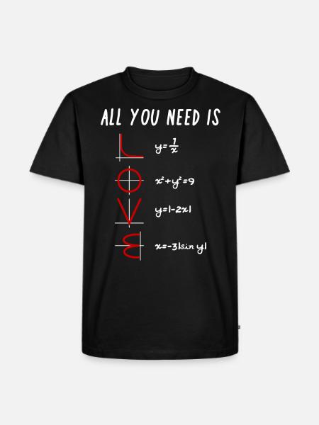 Tout ce dont vous avez besoin c'est des équations mathématiques d'amour - T-shirt Premium bio Homme - noir