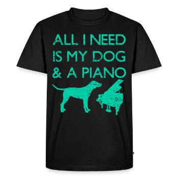 Hund Klavier Haustier Piano Instrument - T-shirt Premium bio Homme - noir - Devant - Nico (187cm)