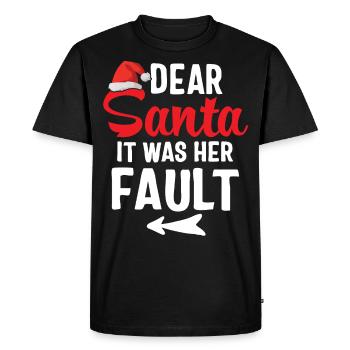 Cher Père Noël c'était sa faute - T-shirt Premium bio Homme - noir - Devant - Nico (187cm)