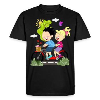 Chemise cadeau couple vélo - T-shirt Premium bio Homme - noir - Devant - Nico (187cm)