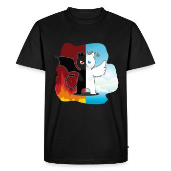 Chat chat anges mal mal mignon Miau - T-shirt Premium bio Homme - noir - Devant - Nico (187cm)