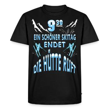 Une belle journée de ski s'achève, la cabane appelle - T-shirt Premium bio Homme - noir - Devant - Nico (187cm)