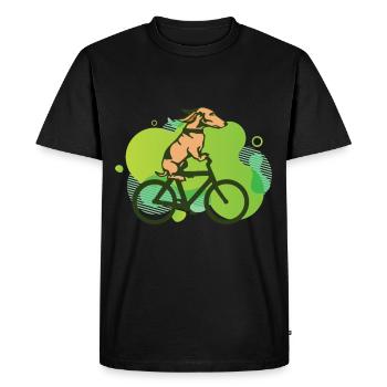 funny cool dog on bike - Men's Premium Organic T-Shirt - black - Front - Nico (187cm)
