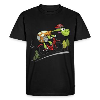 cool turtle on the bike - Men's Premium Organic T-Shirt - black - Front - Nico (187cm)