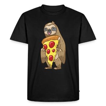 Sloth Loves Pizza Animal Friends Cadeau - T-shirt Premium bio Homme - noir - Devant - Nico (187cm)